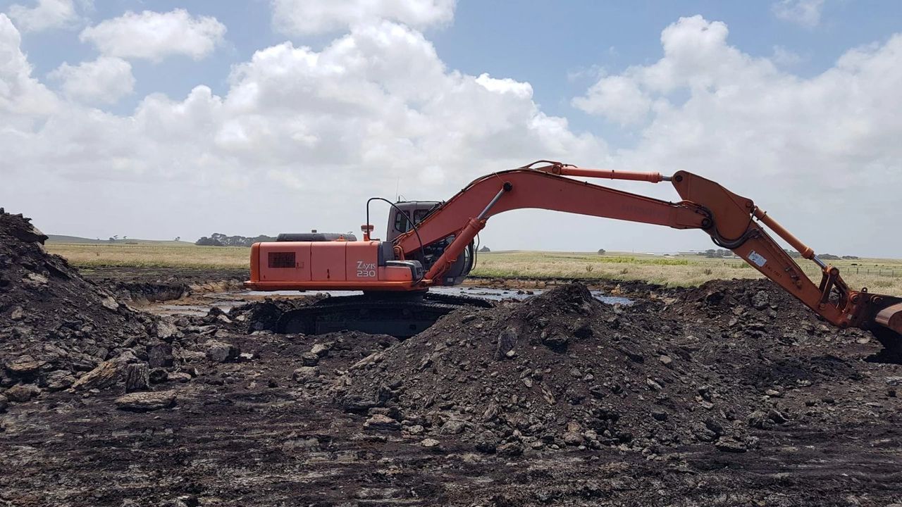 Peat soil excavator on site